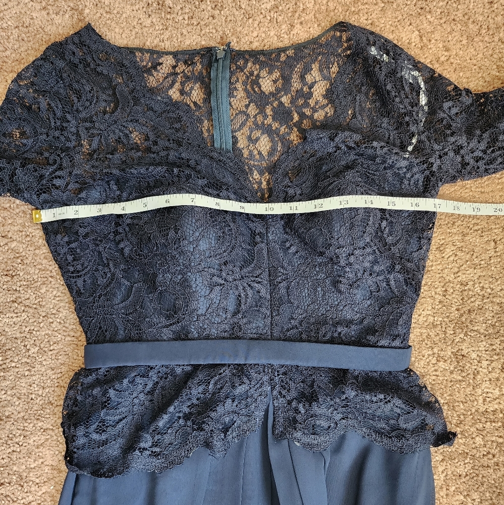 Jenny Packham Long-Sleeve Illusion Back Dress In Midnight Style JP1011 Size 4 - Picture 7 of 8